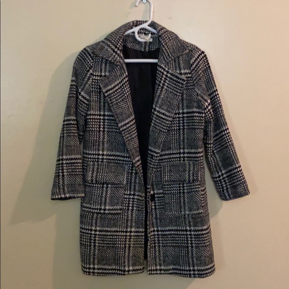 Gray Check Trench Coat
